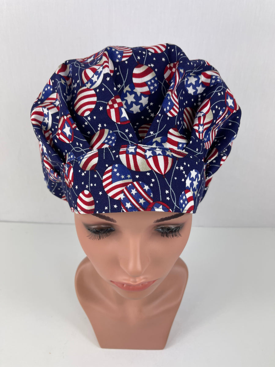 Patriotic Balloons Bouffant Scrub