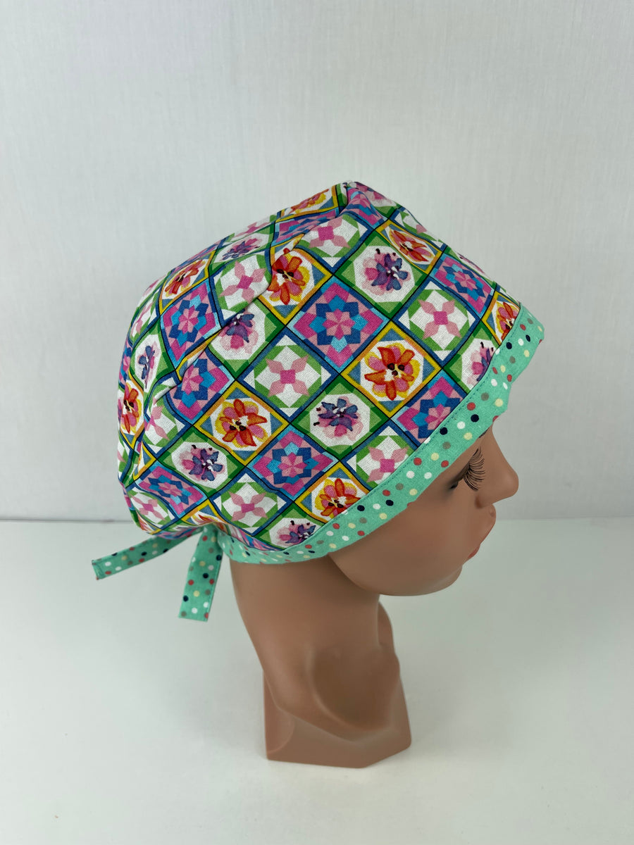 Floral in a Row Pixie Cap