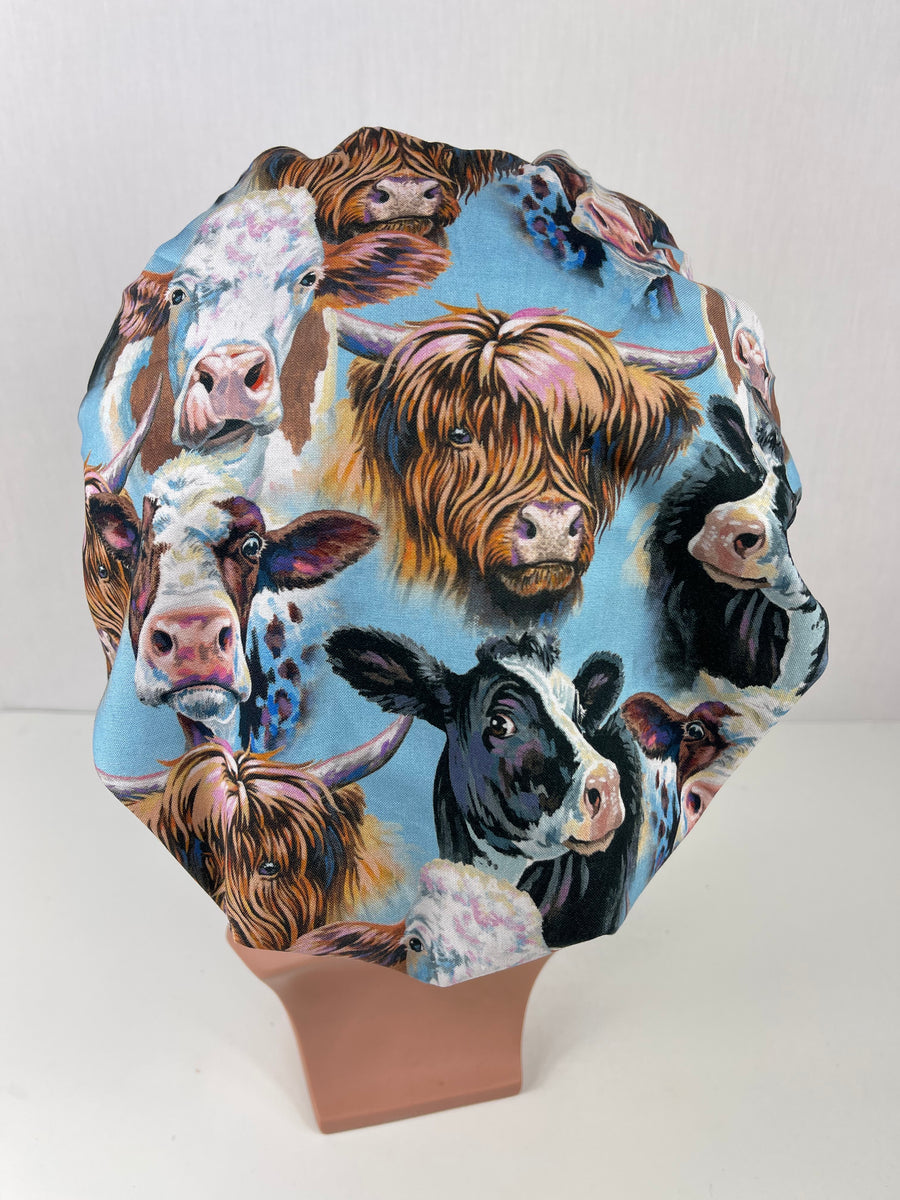Cow Portraits Bouffant Hat