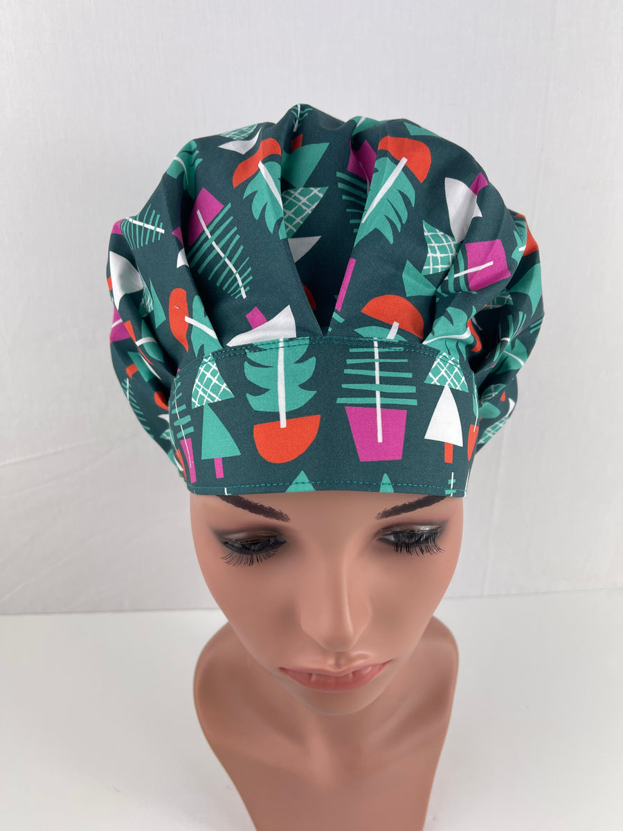 Christmas Paint Brush Bouffant Scrub Hat