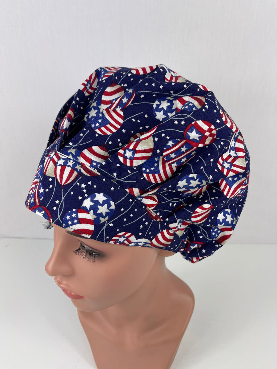 Patriotic Balloons Bouffant Scrub