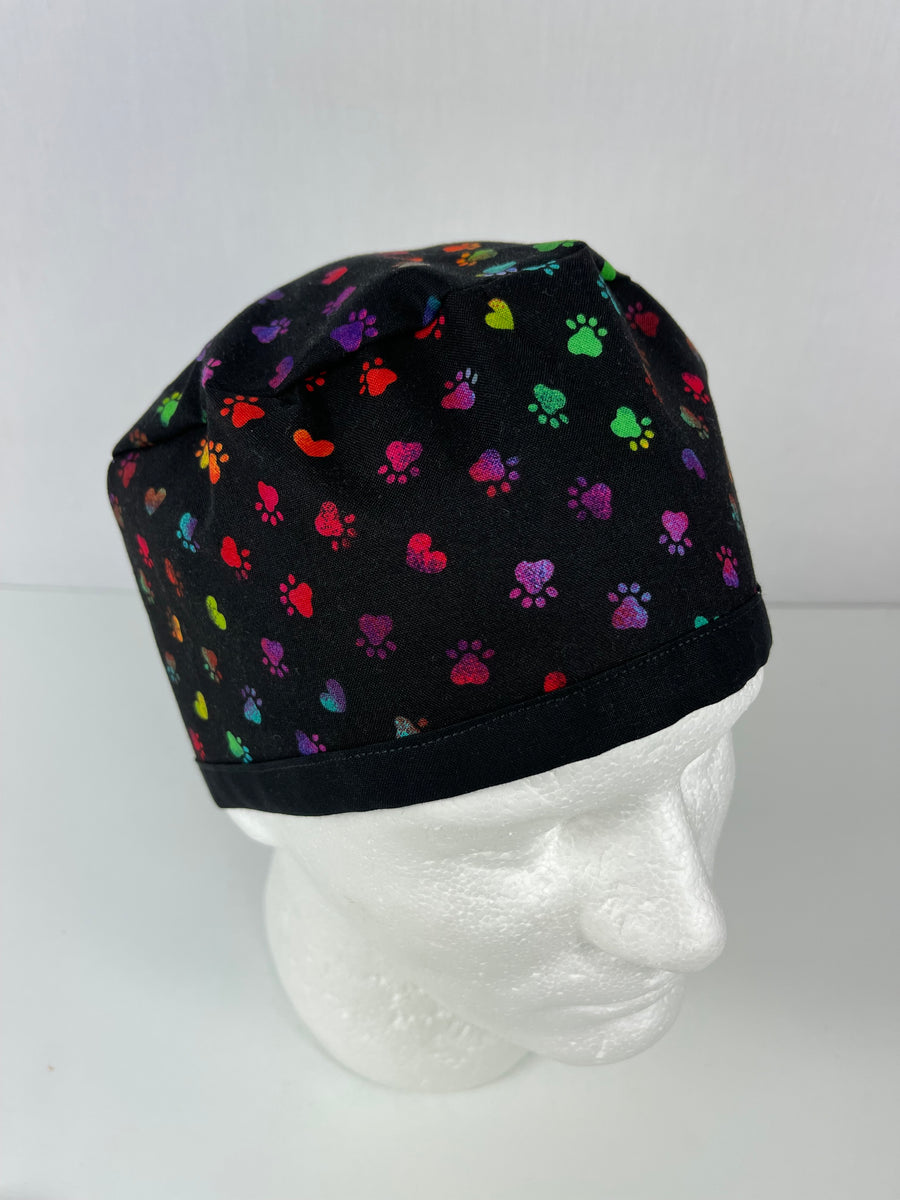 Multicolor Pet Paw Prints Skull Unisex Cap