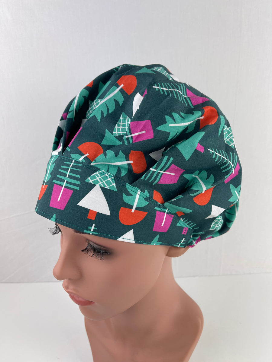 Christmas Paint Brush Bouffant Scrub Hat