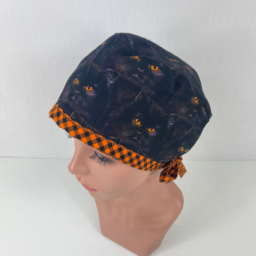 Black Cats / Orange Eyes Pixie Cap