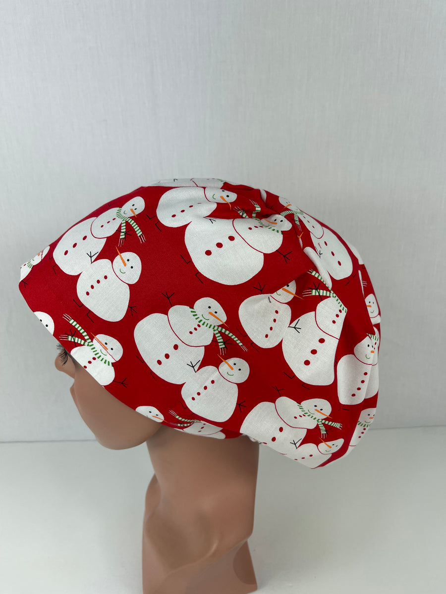 Christmas Snowman on Red Euro Cap