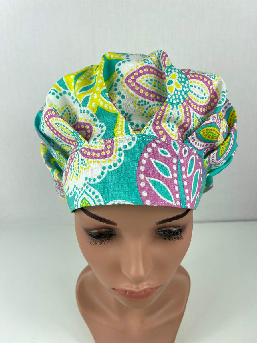 Floral Bouffant Scrub Hat