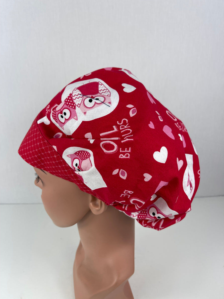 Owl be Yours Valentine Bouffant Scrub Hat