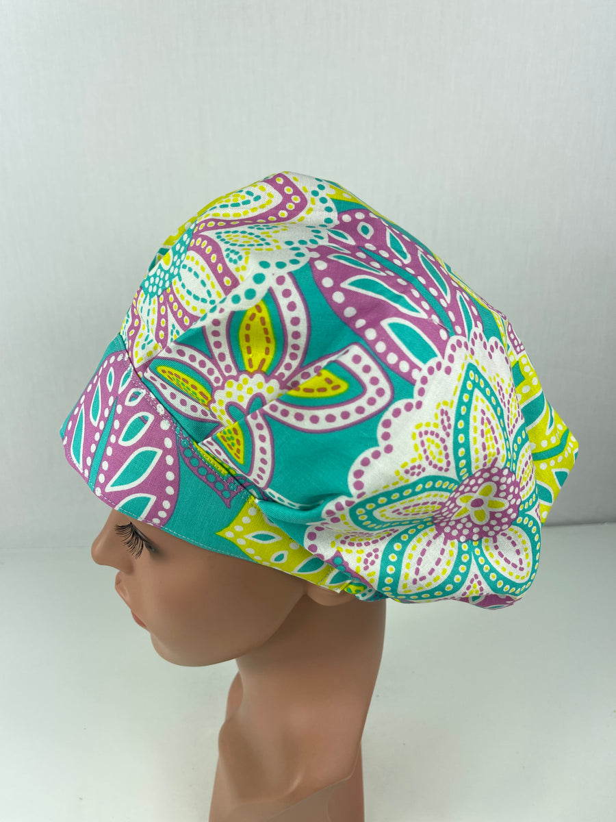 Floral Bouffant Scrub Hat