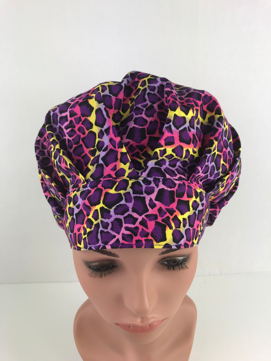 Cheetah Print Bouffant Scrub Hat