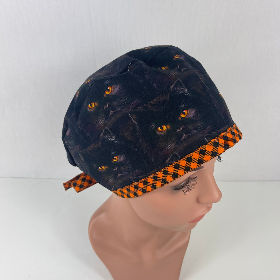 Black Cats / Orange Eyes Pixie Cap