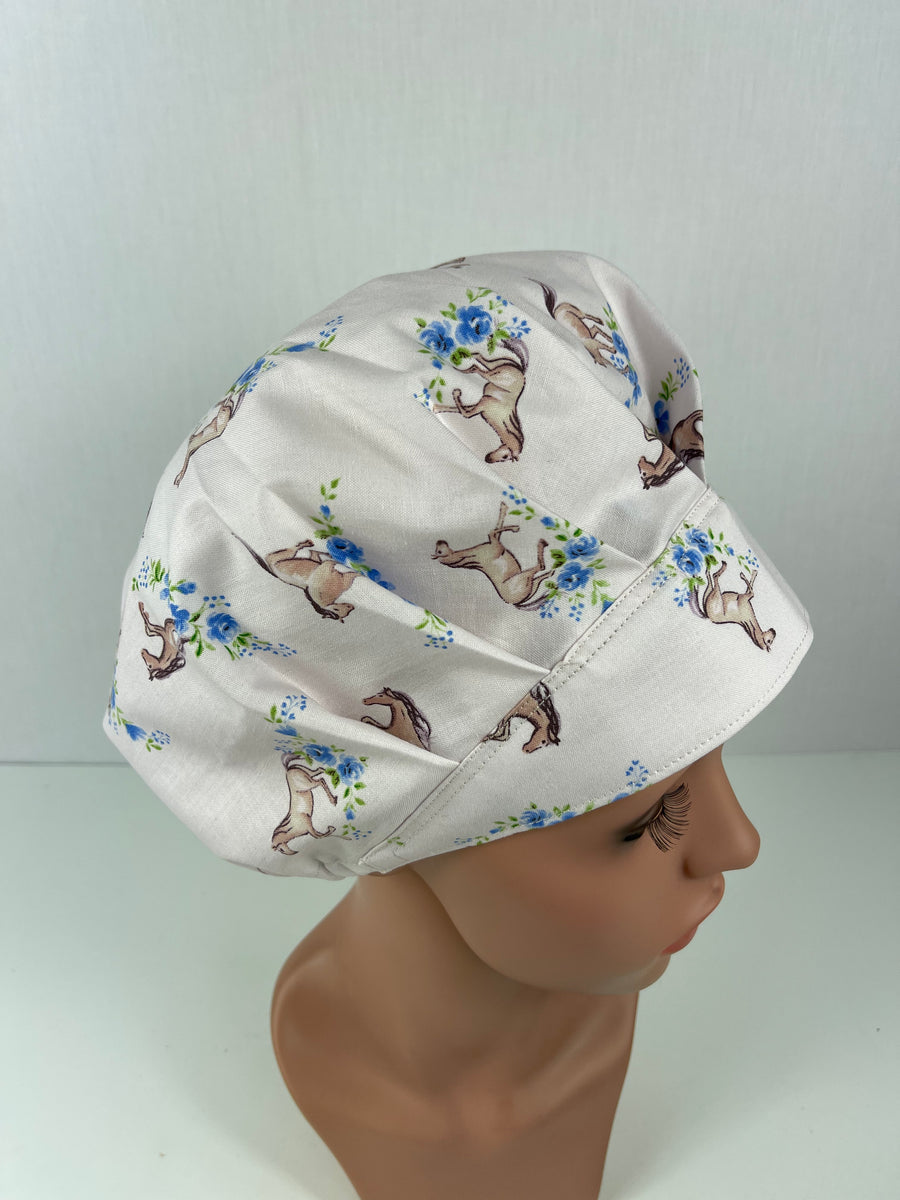 Horses Floral Bouffant Hat