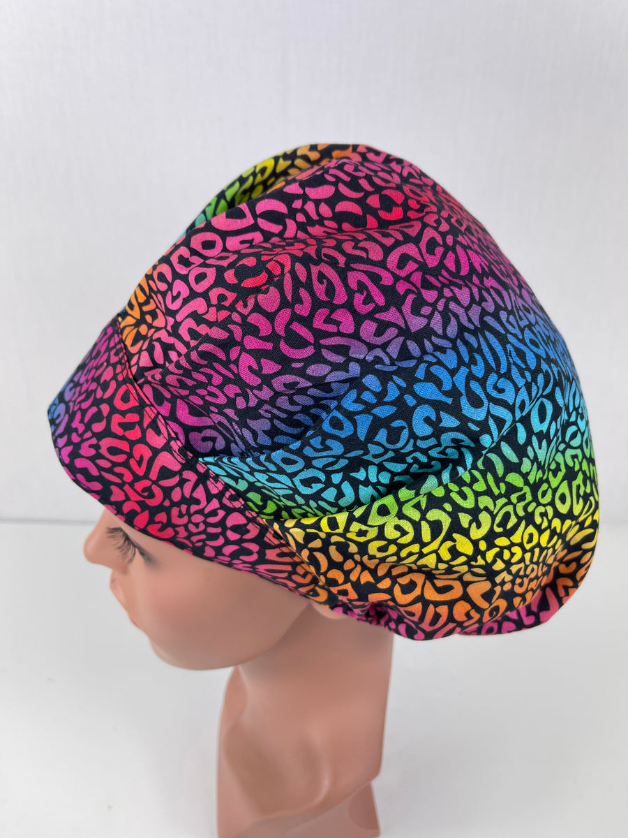 Rainbow Cheetah Bouffant Hat