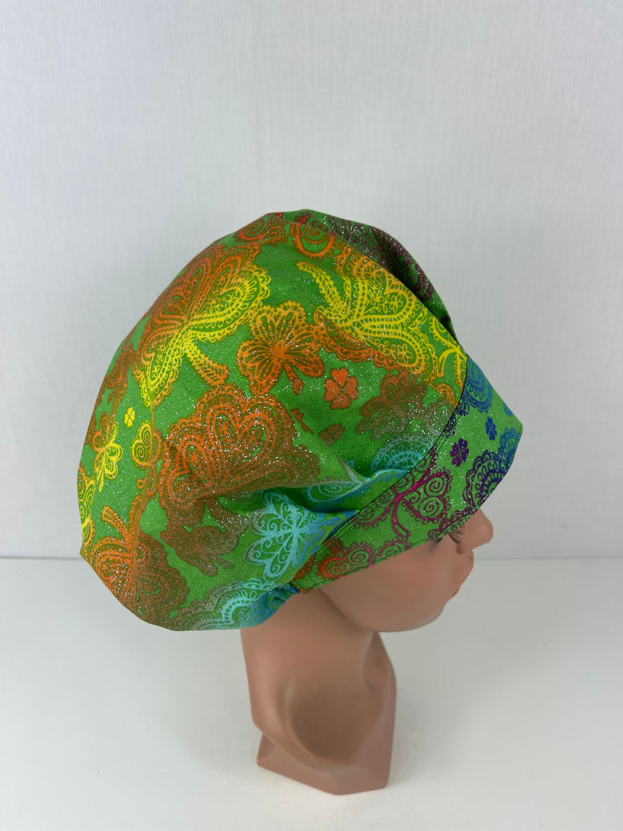 Saint Patrick’s Multicolor Sparkling Bouffant Scrub Hat