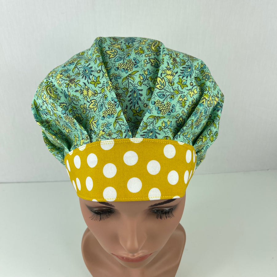 Small Yellow Flowers Bouffant Scrub Hat