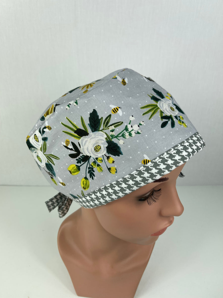 Floral on Grey Pixie Cap