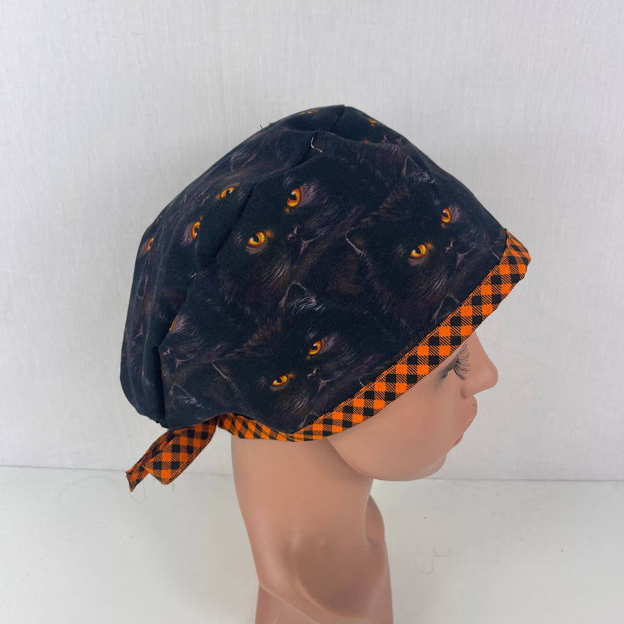 Black Cats / Orange Eyes Pixie Cap