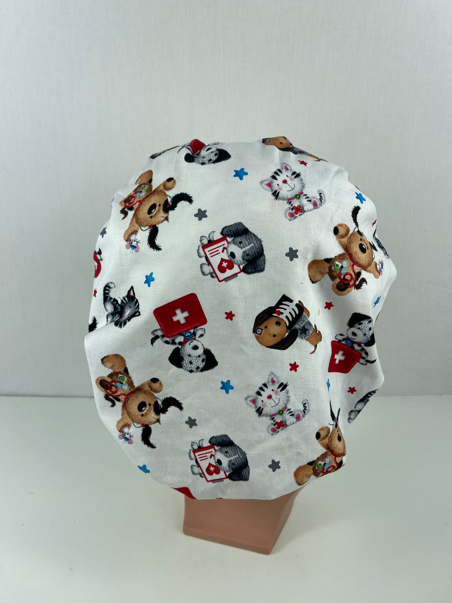 Medical Puppies and Kittens Bouffant Scrub Hat