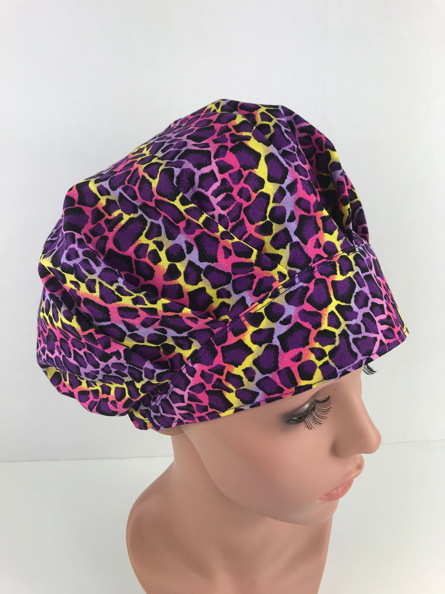 Cheetah Print Bouffant Scrub Hat