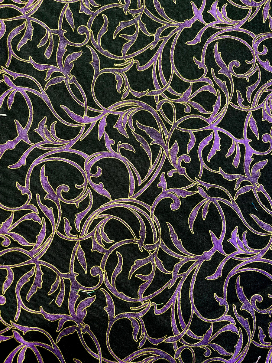 Purple Golden Vines on Black