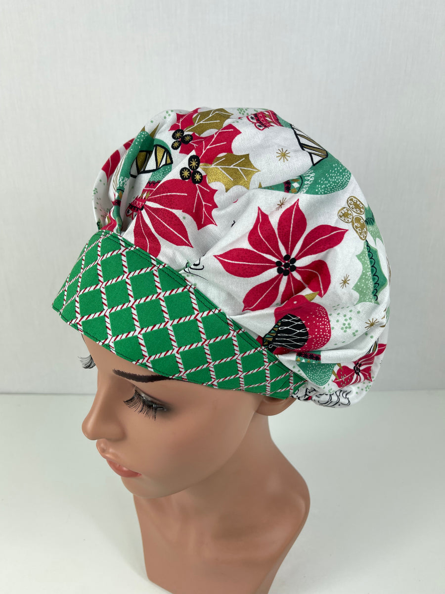 Happy Holidays Christmas Bouffant Scrub Hat