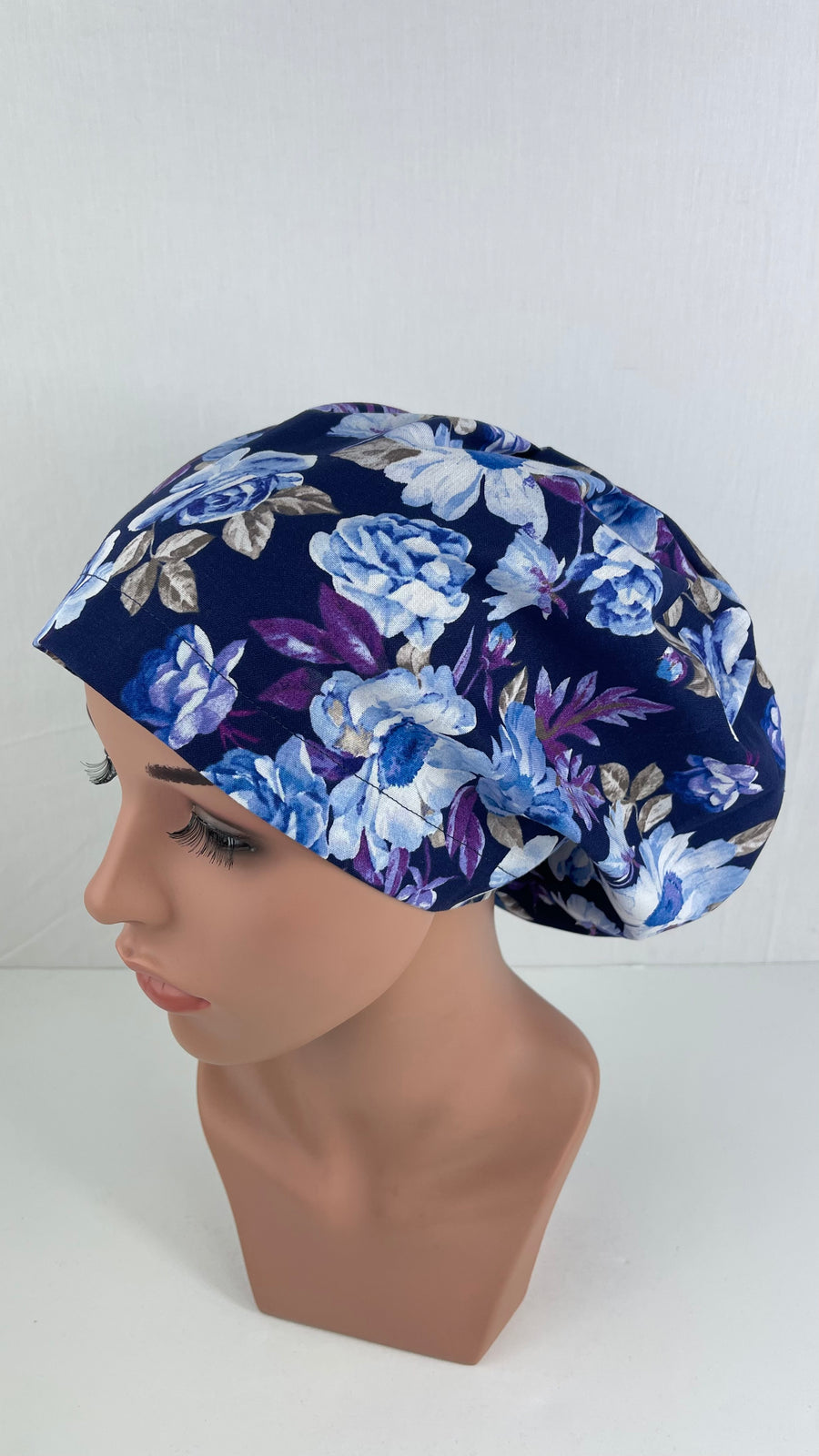 Floral on Navy Blue Euro Cap