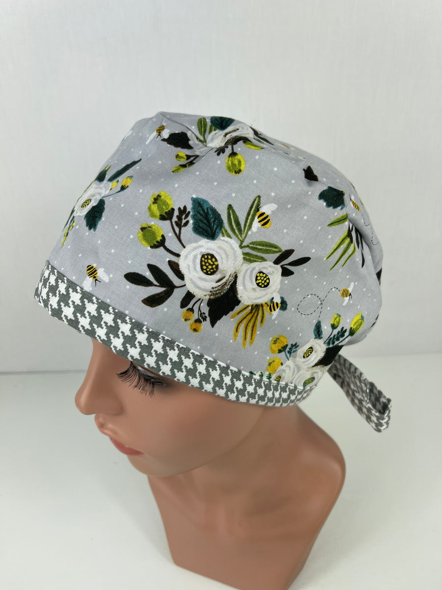 Floral on Grey Pixie Cap