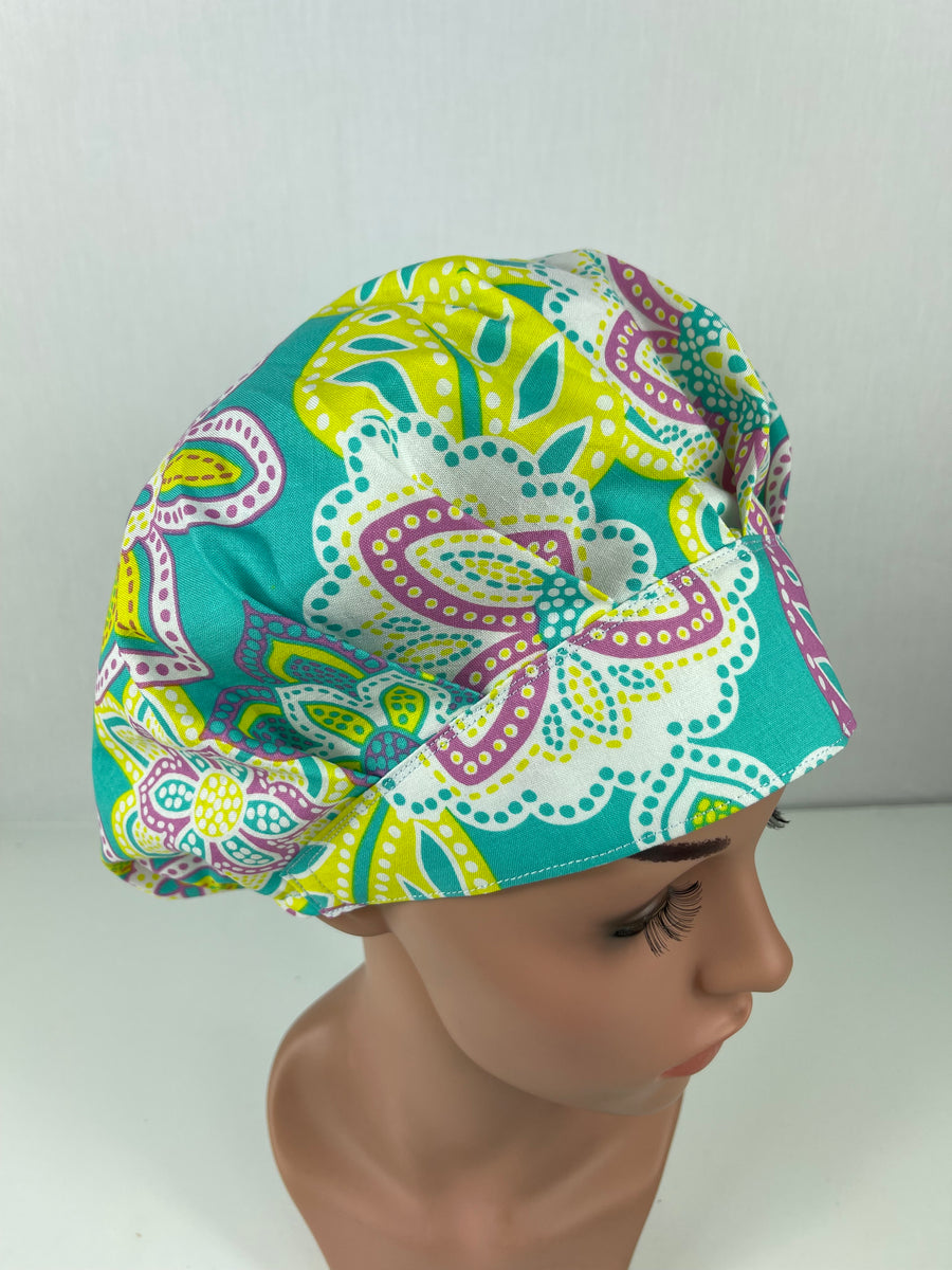 Floral Bouffant Scrub Hat