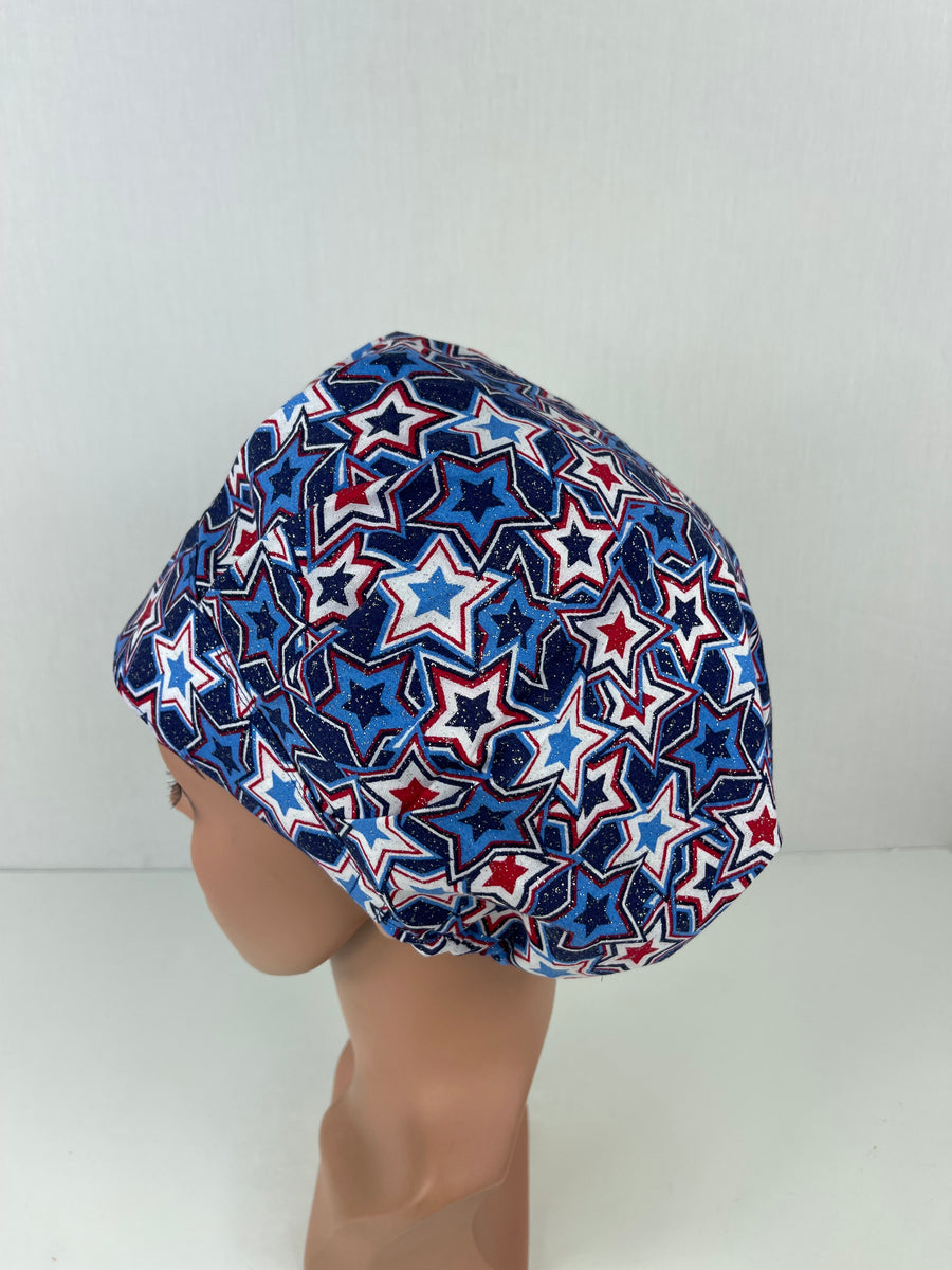 Patriotic Star in a Star Bouffant Scrub