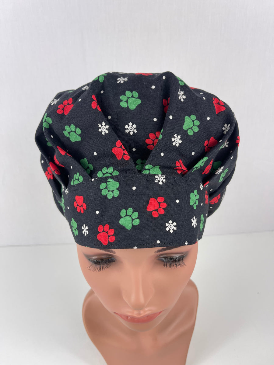 Christmas Paws Bouffant Scrub Hat