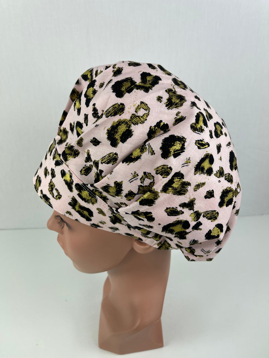 Pink Leopard Skin Bouffant Hat