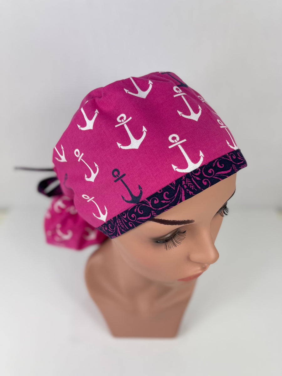 Nautical Anchors Ponytail Hat