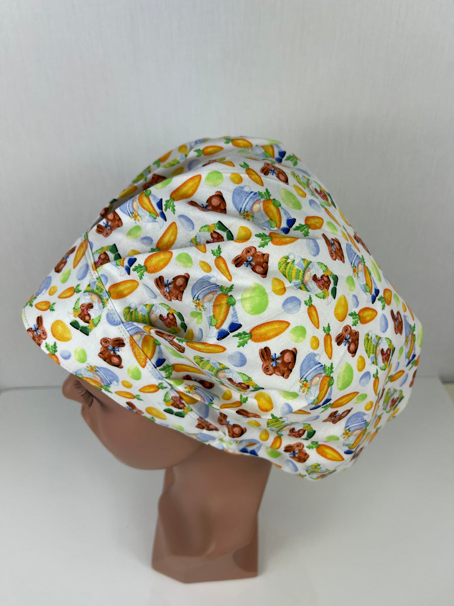 Easter Bunnies and Gnomes Bouffant Scrub Hat