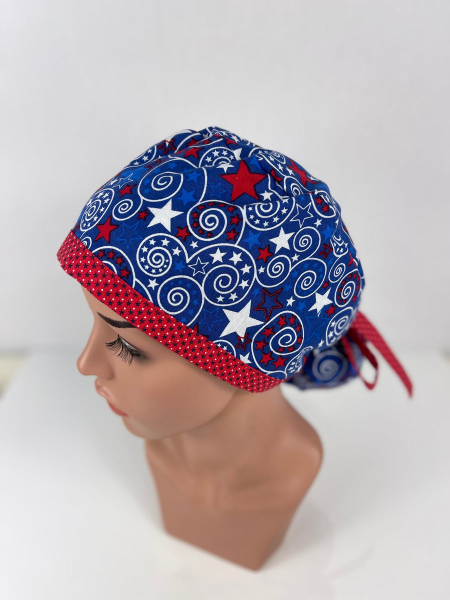 Patriotic Swirling Ponytail Hat