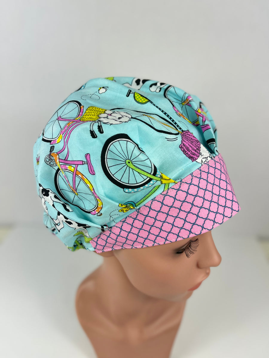 Dogs on a Bicycle Bouffant Hat