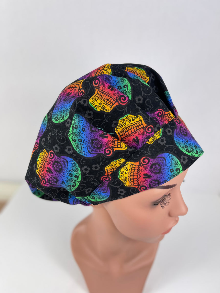 Multicolored Sugar Skull Bouffant Hat