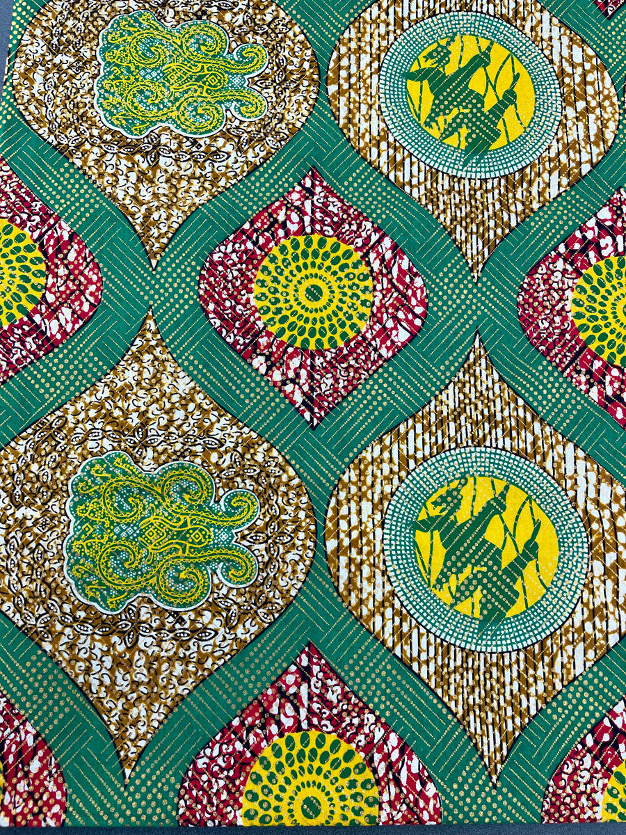 African Print on Green