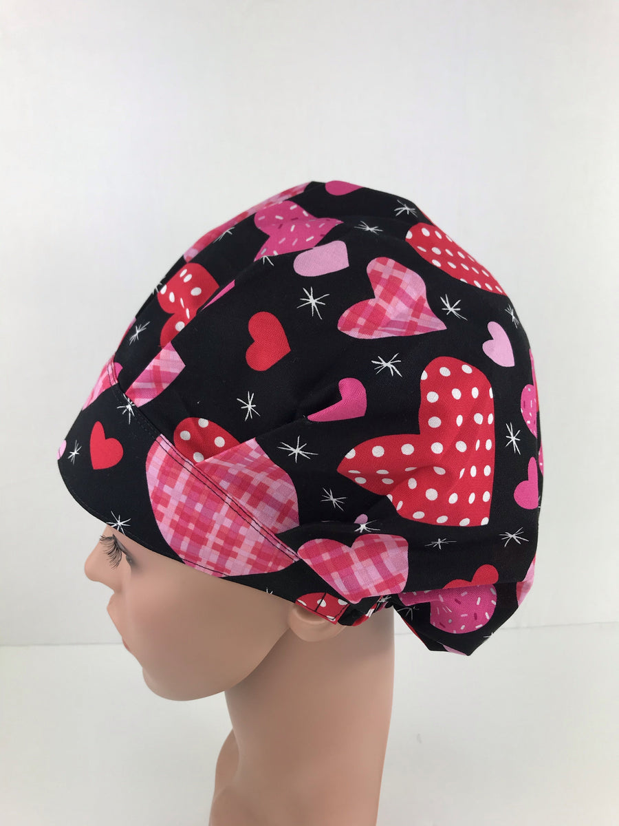 Valentines Hearts Bouffant Scrub Hat