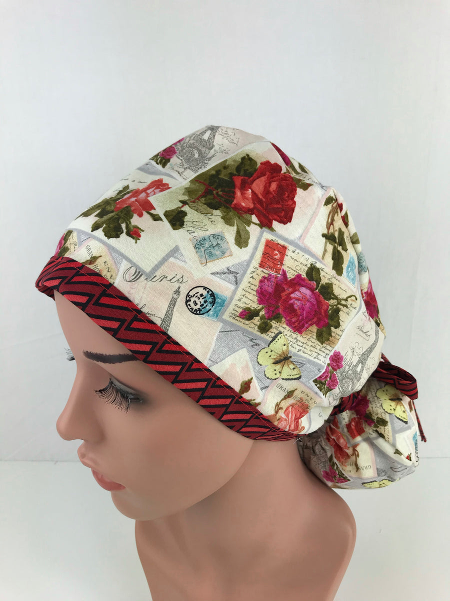 Paris Antique Stamps Ponytail Hat