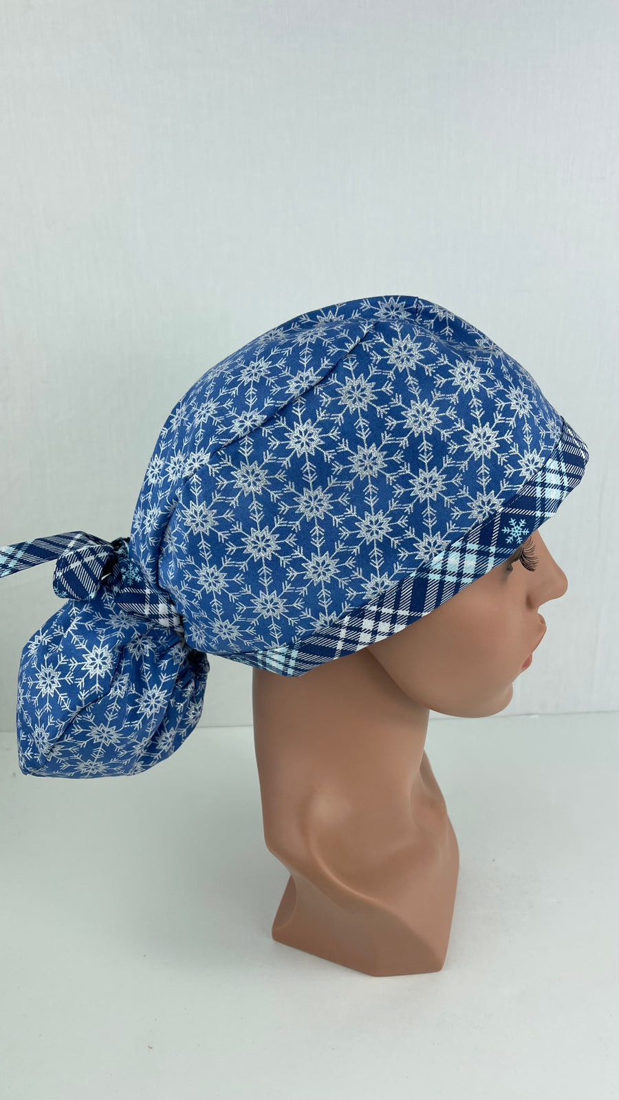 Silver Snowflakes Ponytail Hat