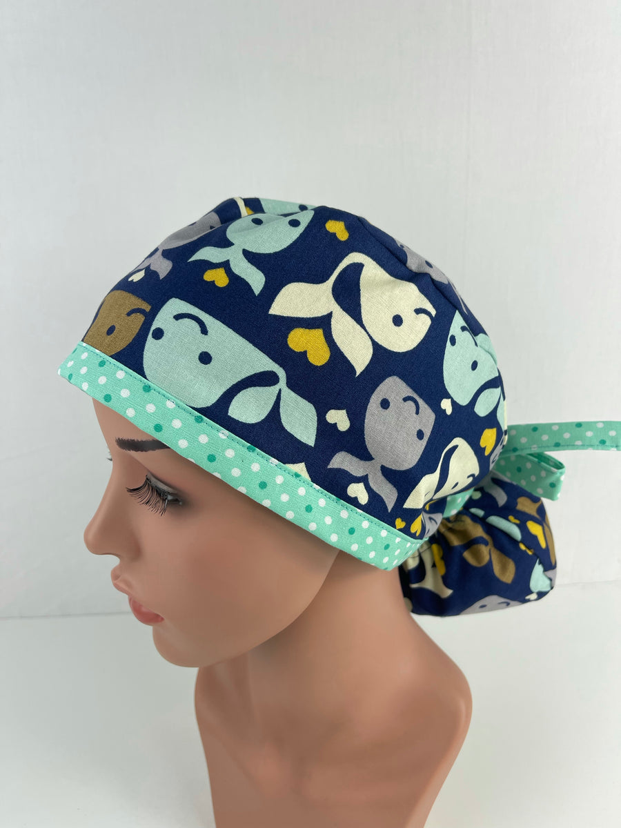 Whales Ponytail Hat