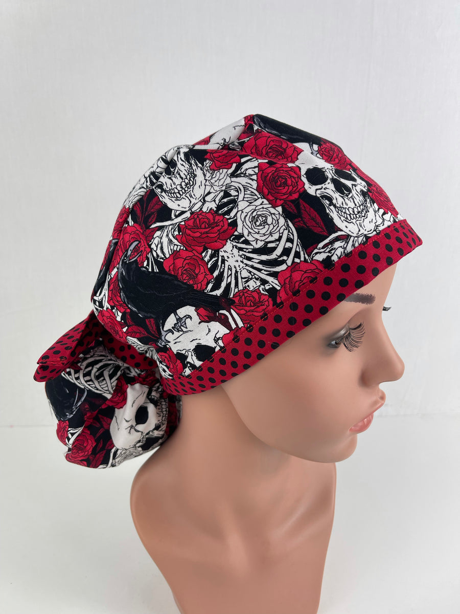 Skulls & Roses Ponytail Hat