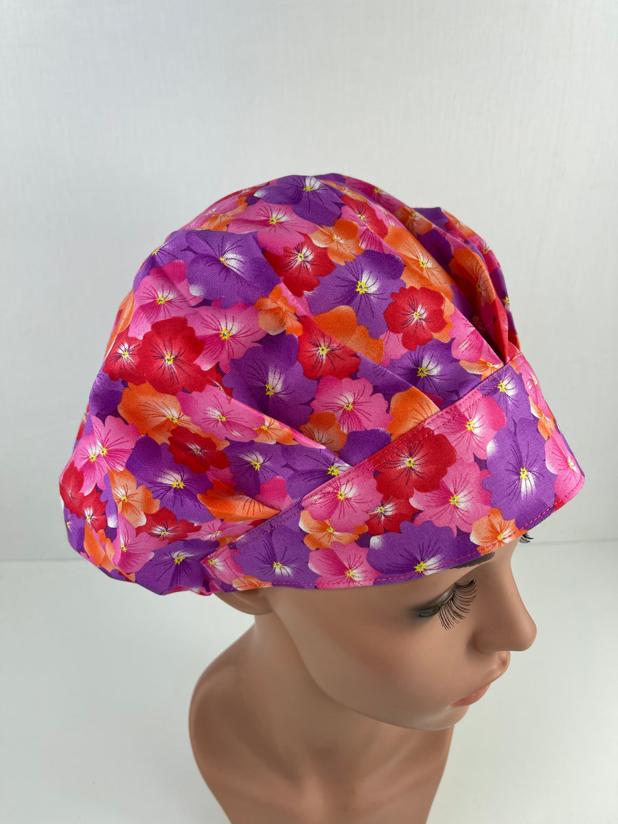 Floral Daises Bouffant Scrub Hat