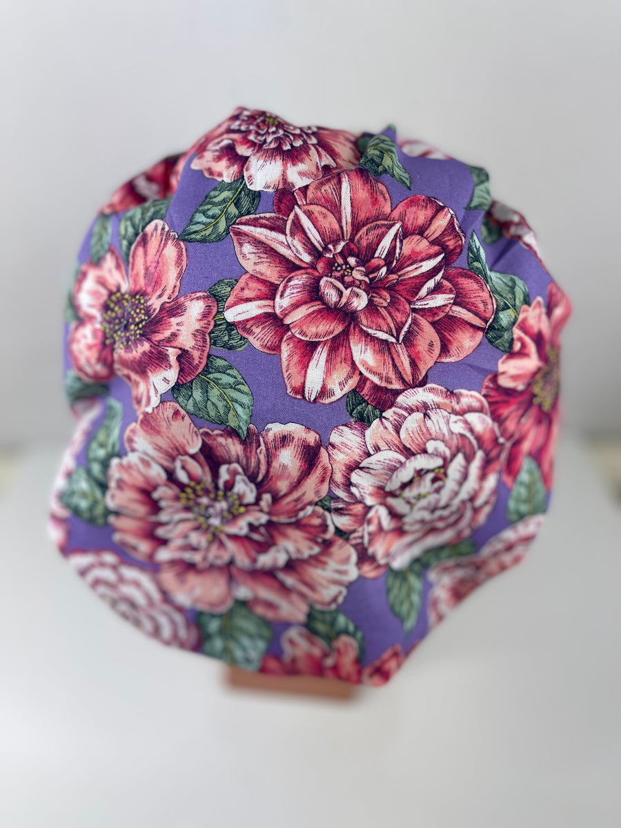 Large Floral Clusters Bouffant Scrub Hat