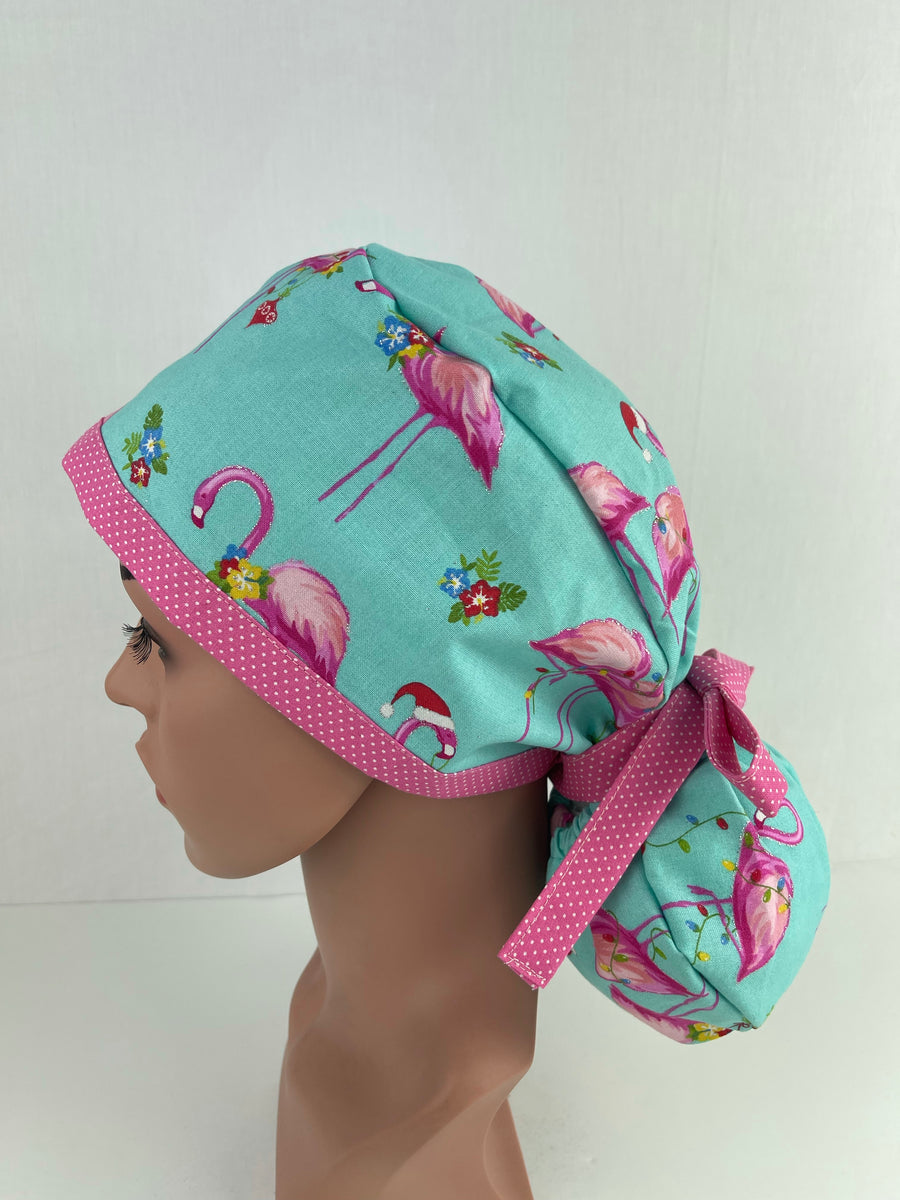Christmas Flamingo Ponytail Hat