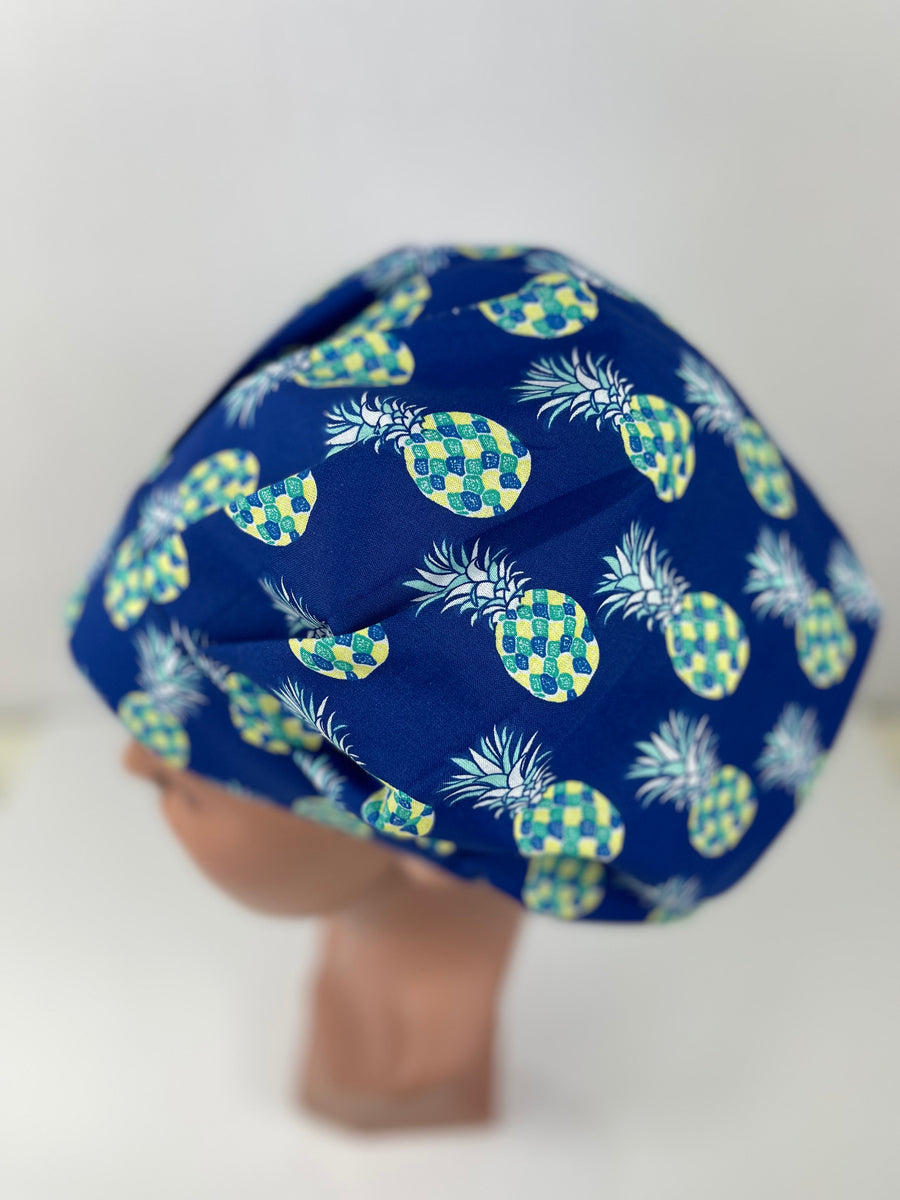 Pineapples in a Row Bouffant Scrub Hat