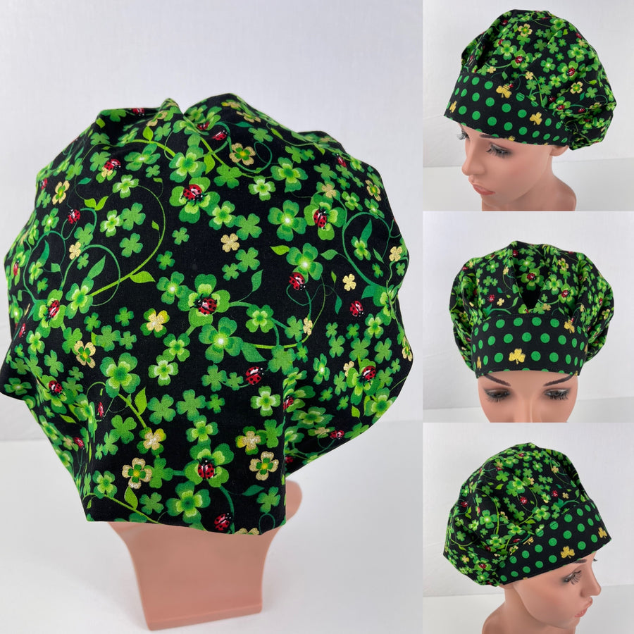 Saint Patrick’s Ladybug Bouffant Scrub Hat