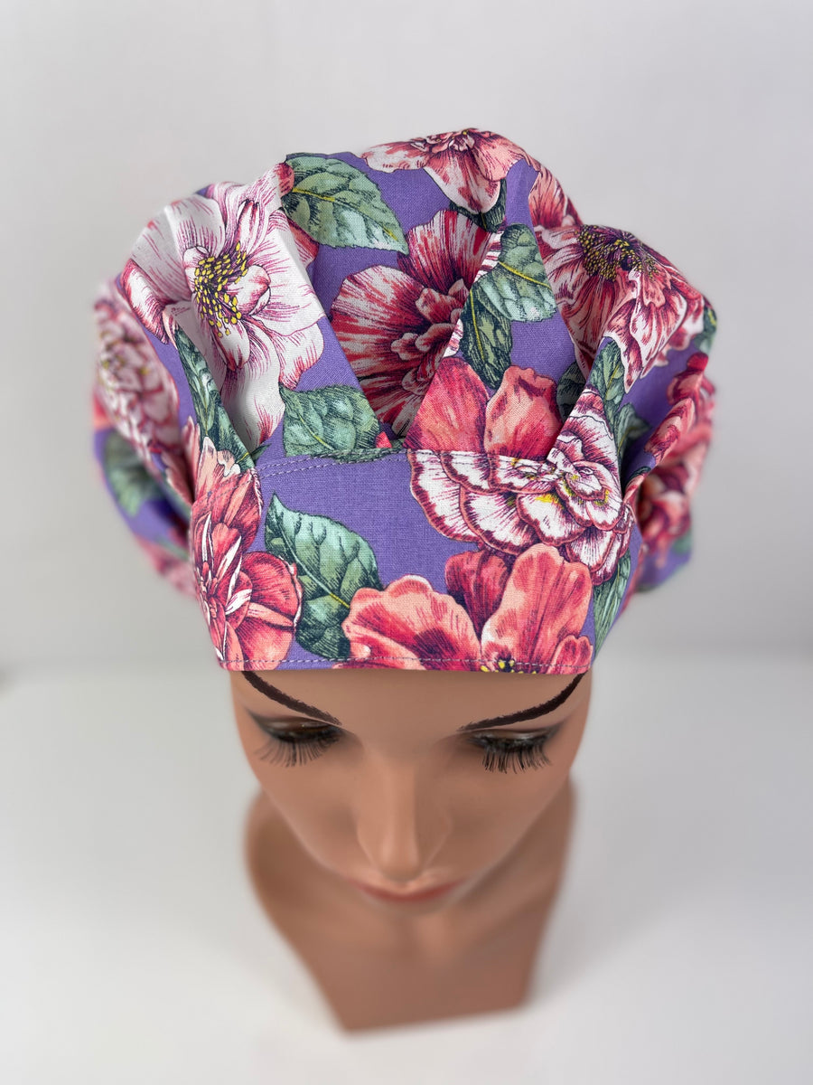 Large Floral Clusters Bouffant Scrub Hat