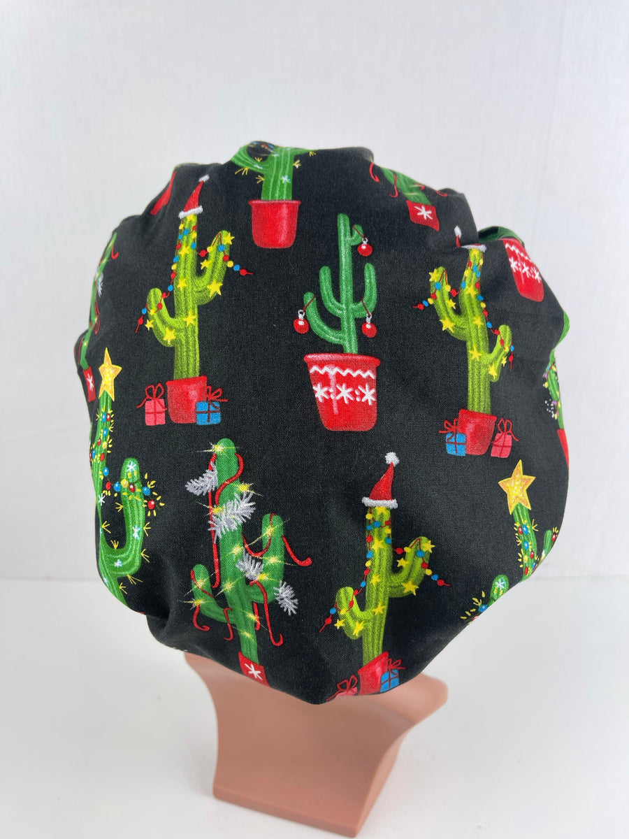 Christmas Cactus Bouffant Scrub Hat