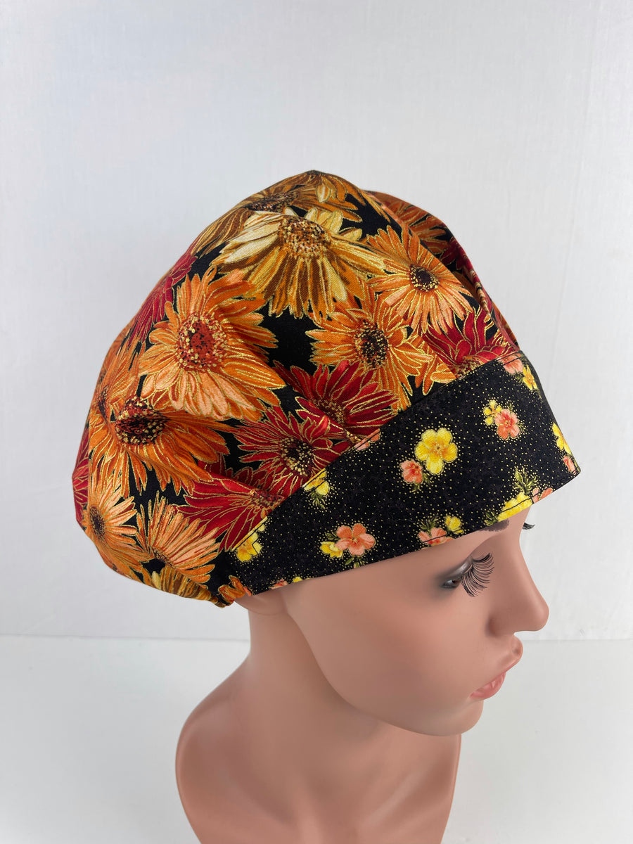 Fall Floral Bouffant Scrub Hat