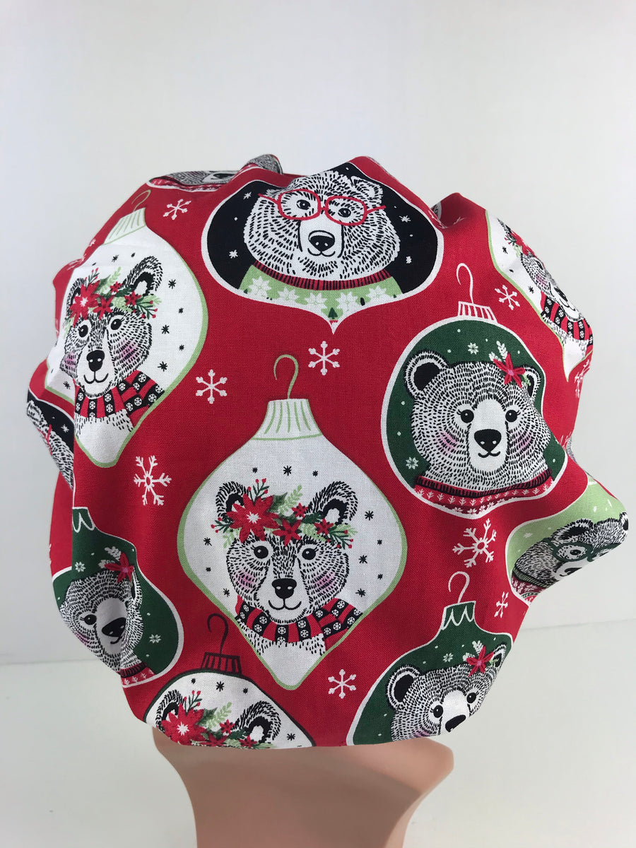 Christmas Bears Bouffant Scrub Hat